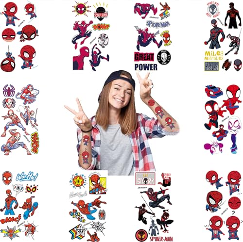 Spider-Man Temporary Tattoos Stickers for Kids - 10 Sheets Party & Classroom Decor