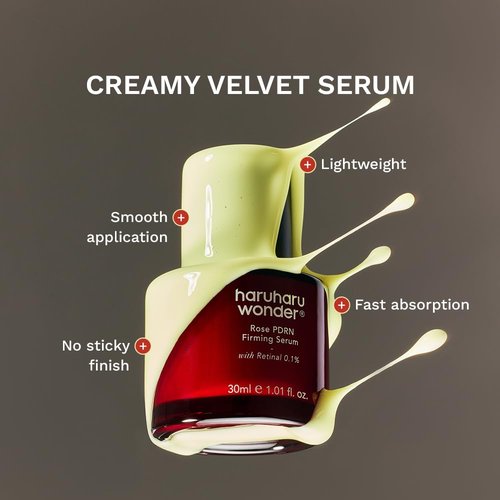 haruharu wonder Rose PDRN Firming Serum with Retinal 0.1%, Boost Collagen, Bulgarian Rose, Minimize Fine lines & Wrinkles, For Sensitive Skin, Fragrance Free, Korean Skincare, Vegan, 1.01 fl.oz