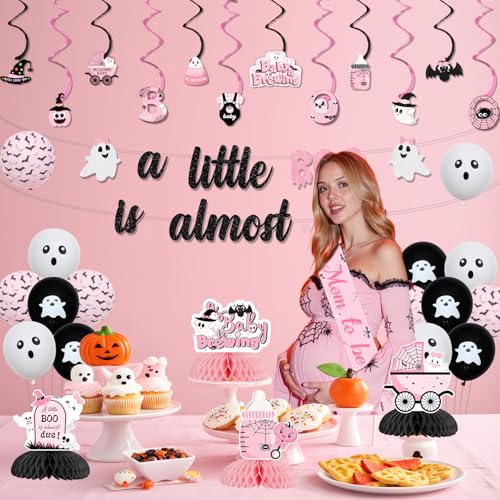 Halloween Baby Shower Decorations Set with Banner, Balloons & Centerpieces