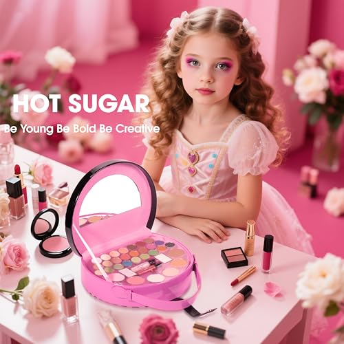 Hot Sugar Girls Makeup Kit - Rose Makeup Set with 24 Eyeshadows & Accessories