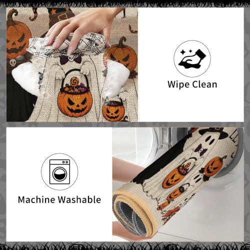 Halloween Pumpkin Ghost Kitchen Rugs Set with 3 Sizes - Festive Carpet Decor, Variation: Pumpkin Ghost Witch