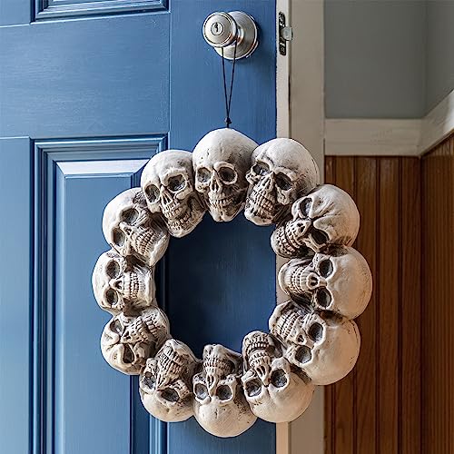 Halloween Skeleton Welcome Sign & Skull Wreath 2 Pack - Fall Door & Wall Decor