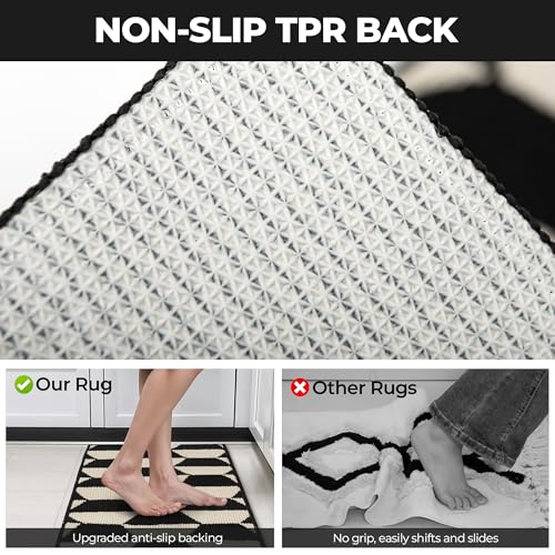 Kitchen Floor Mat Non Slip Washable Rug 47x20 Inches Diamond Pattern Stain Resistant