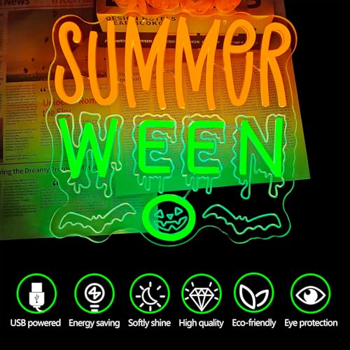 Green Summer Halloween Neon Sign - Dimmable LED Party Backdrop Decoration
