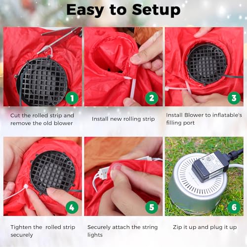 Holiday Inflatable Fan Replacement Kit with LED Lights, 12V Blower & Adapter