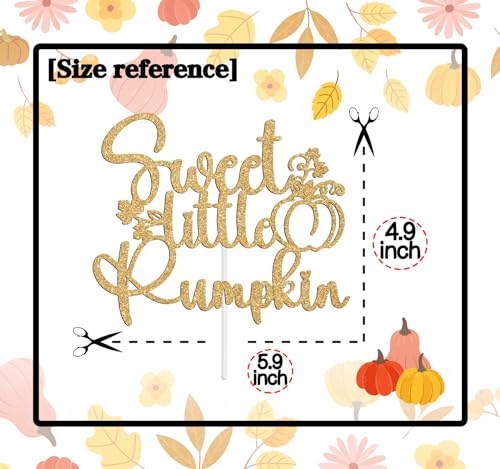 Gold Glitter Pumpkin Cake Topper for Fall Baby Shower & Halloween Celebrations