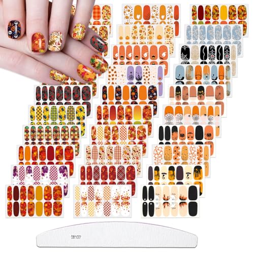 Halloween-04 Maple Leaf Theme Nail Stickers - 30 Sheets Halloween Nail Art