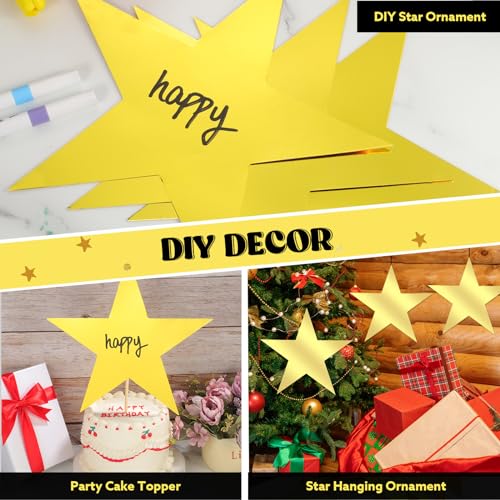 Gold Star Cutouts - 160 Large 11 Inch Party Decorations - Gold Glitter