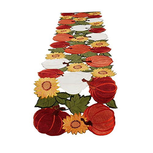 OWENIE Thanksgiving Table Runner 13x54 Inches Pumpkin & Sunflower Fall Decor