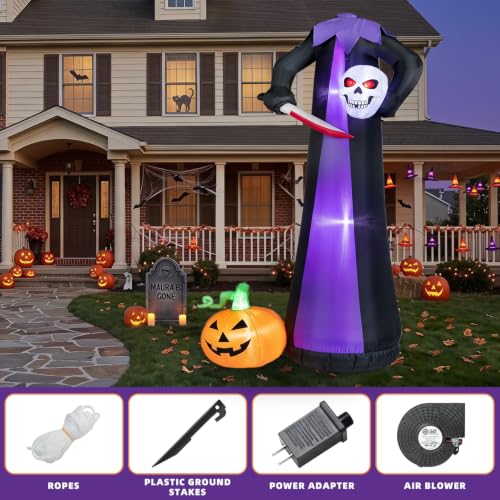 10FT Purple Grim Reaper Inflatable Halloween Yard Decor with LED Lights