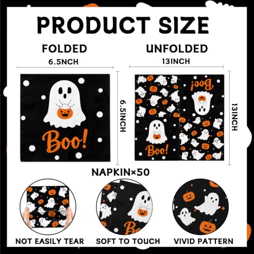 80PCS Halloween Paper Napkins Ghost Pumpkin Bat Party Supplies