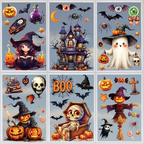 Cute Halloween Window Clings - 10 Sheets Spooky Decor for Glass Windows, Party & Home