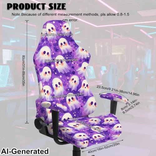 Cartoon Ghost Gaming Chair Cover Set with Armrest - Halloween Computer Chair Slipcovers (Set of 4) - Merkmak