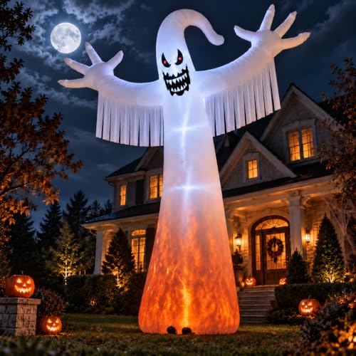 12 FT Giant Halloween Inflatable Ghost with LED Lights for Yard Decorations
