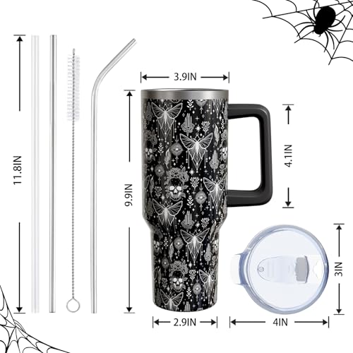 Halloween Gothic Moth 40oz Tumbler Cup with Handle & Straw - Variation of THIS listing