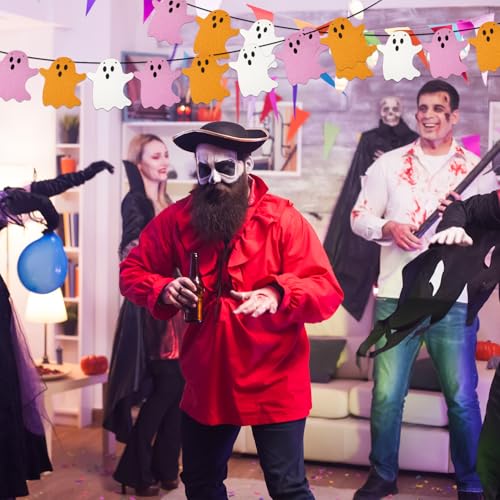 Halloween Hanging Ghost Banners with Glitter Cardstock - 2 Pack 3m Length