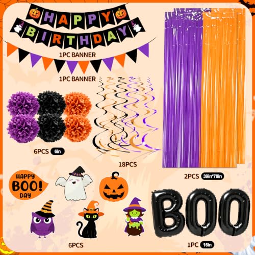 Halloween Birthday Party Decorations Set - 73 Pieces with Banner, Balloons, Bat Stickers, Garland & More - Birthday Variation
