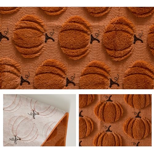 Fall Table Runner 13x72 Inch Faux Fur Pumpkin Autumn Kitchen Decor - Rust / 13"x72"