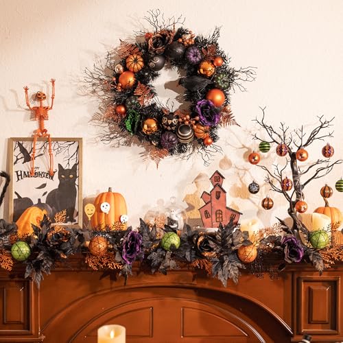 Pre-Lit Halloween Garland for Mantle & Party Decorations - 6ft