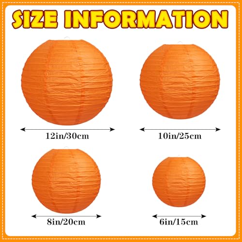 16 Pack Orange Paper Lanterns for Fall Halloween Party Decorations