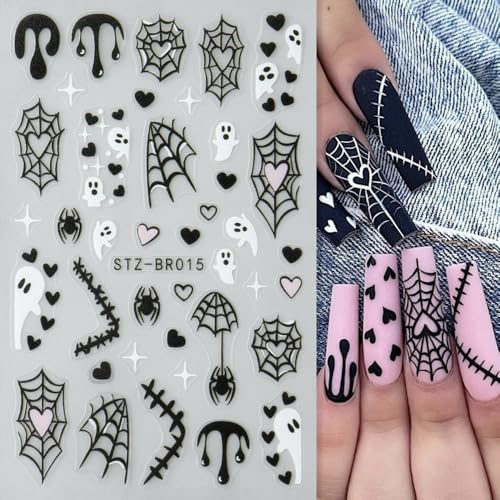 Halloween Ghosts Bat Spider Web Nail Stickers - Self-Adhesive Nail Art Decals - Halloween 06