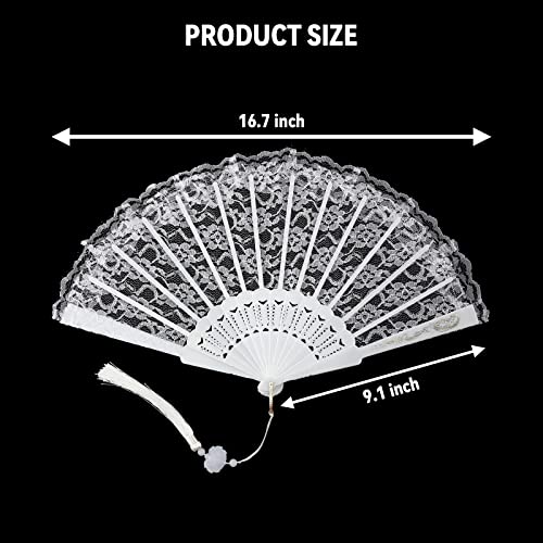 White Lace Foldable Hand Fan - Vintage Style for Weddings & Parties