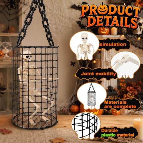 Halloween Skeleton Cage Kit - Outdoor Horror Decorations for Scary Haunted Scenes