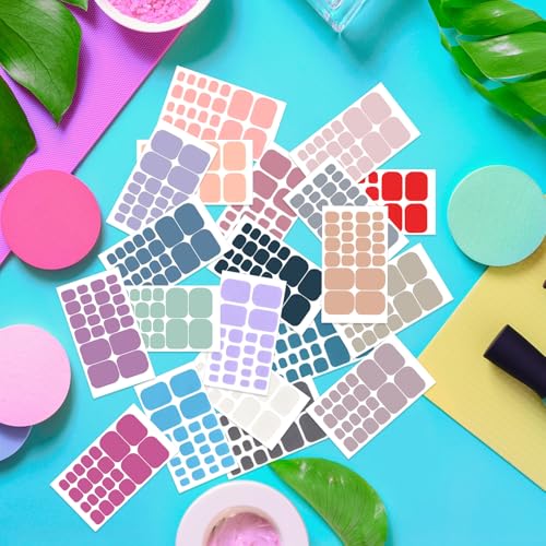 DANNEASY Toe Nail Stickers Kit 7 - 20 Sheets Solid Color Nail Wraps for Women