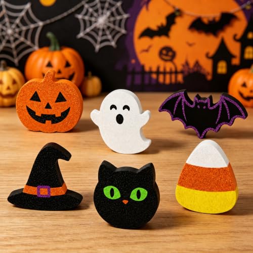 Halloween Wooden Decor Set - 6 Indoor Table Decorations for Home & Party