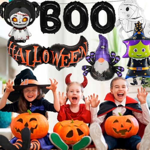 Halloween Foil Balloons Set for Party Decorations Indoor Outdoor Ghost Witch Boo