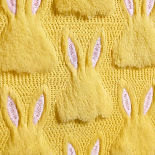 Yellow Plush Faux Fur Easter Table Runner 13x72 Inch for Spring Home Decor