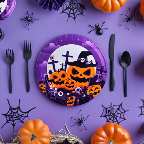 Halloween Paper Plates and Napkins Set - 150 Heavy Duty Disposable Party Supplies