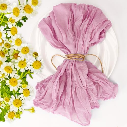 20x20 Inch Pink Cheesecloth Napkins Set of 100 - Rustic Boho Table Decor