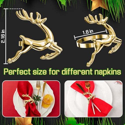 Gold Reindeer Napkin Rings Set of 12 - Christmas Table Decoration - Variation of 12 / Gold Deer
