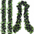 Black Halloween Artificial Flower Garland - 4 Pack, 32 Feet Long Vines with Roses
