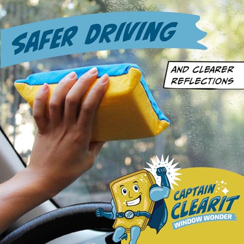 Window Cleaner Sponge for Windshields Mirrors - 2 Pack