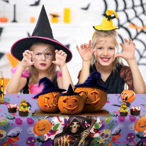 Halloween Scythe Tablecloth Set - 3 Disposable Plastic Rectangular Table Covers 54x72 Inches with Variation