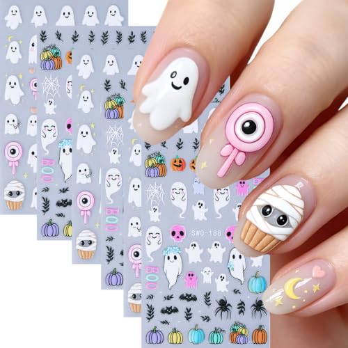 Halloween Nail Stickers 5D Embossed Ghost Design - Variation of THIS listing