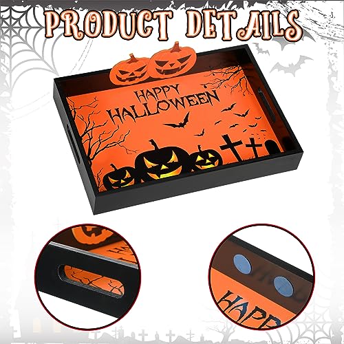 Halloween Serving Tray with Handles - Pumpkin Decorative Wooden Platter