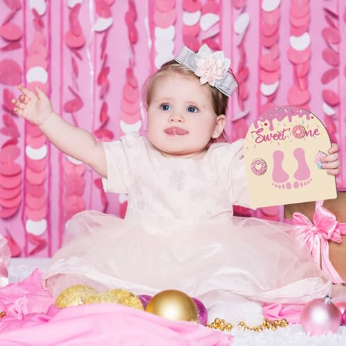 Baby First Birthday Doughnut Footprint Art Decoration - Sweet One Variation