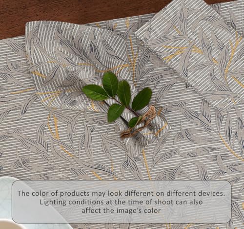 Cotton Placemats Set of 6 - 13x19 Inch Leafy Reversible Table Mats