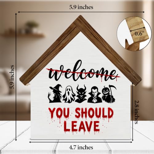 Halloween Ghost Wooden House Sign - Spooky Table Decor with Variation Sign-11