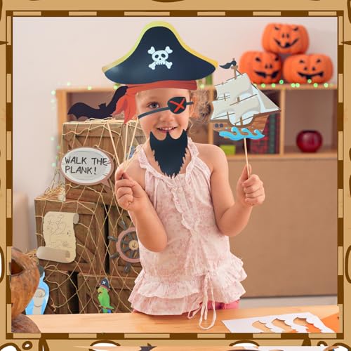 Pirate Party Decorations Set with Treasure Boxes, Net, Photo Props for Halloween & Adventure Events
