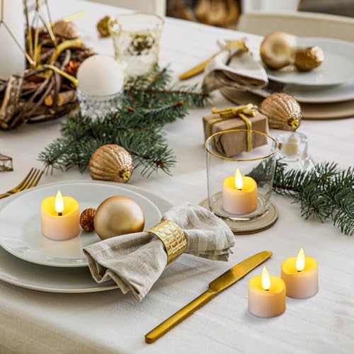 48 Pack Flameless LED Timer Tea Lights - Flickering Votive Candles for Christmas Halloween Parties