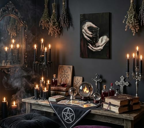 Dark Black Gothic Canvas Wall Art Vampire Clawed Hands Halloween Decor 24x36in
