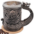 Medieval Viking Tankard Mug Drakkar Warrior Stainless Steel Beer Stein - 18OZ