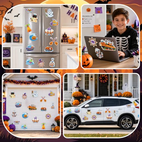 Halloween Cruise Door Magnets Set - Reusable Magnetic Stickers for Cars & Refrigerators