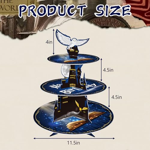Magical Wizard School 3-Tier Cupcake Stand for Parties and Decor