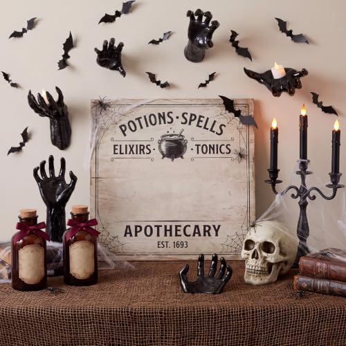 78pcs Halloween Indoor Gothic Decor Set with Creepy Hands & 3D Bat Stickers