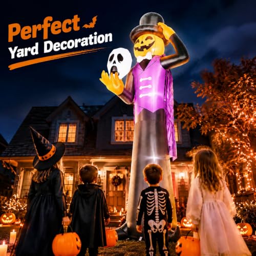 12FT Purple Gentleman Halloween Inflatable with Built-in LED Lights - Outdoor Yard Decoration